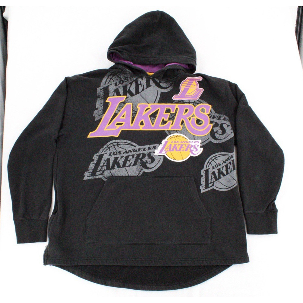 Vintage Los Angeles Lakers Hoodie Mens Medium Black NBA Basketball Y2K Pullover